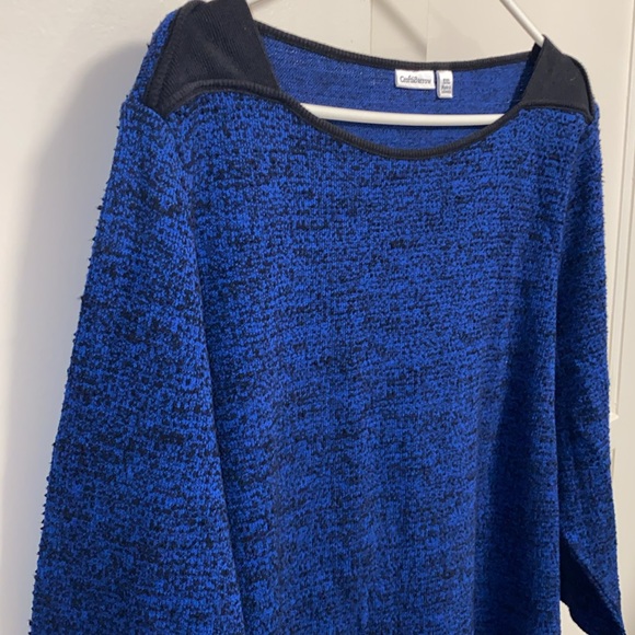 Croft & Barrow XXL Blue Black Wide Collar Shirt Blouse - Picture 12 of 12